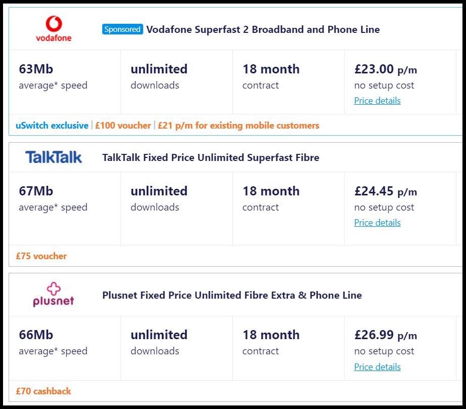 Which UK Broadband choices are good price and speed