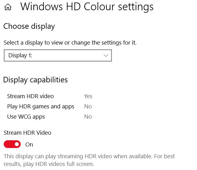 Windows HD Colour HDR