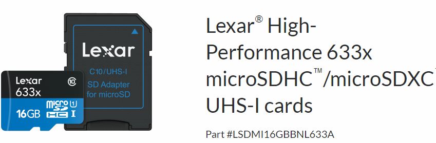 Lexar® High-Performance 633x microSDHC LSDMI256BBNL633A