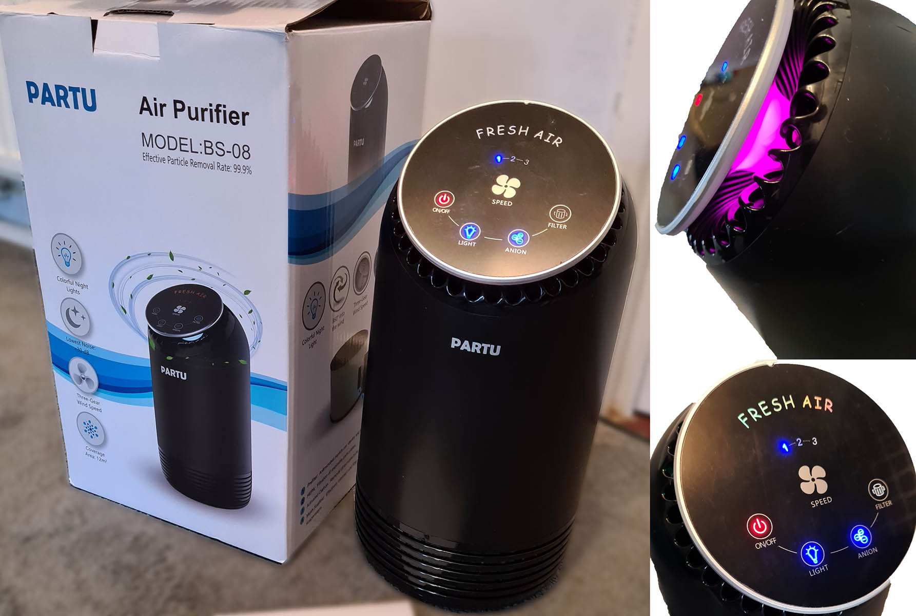 PARTU, Portable, Air Purifier, Ioniser, HEPA, home, gadgets, BS-08,