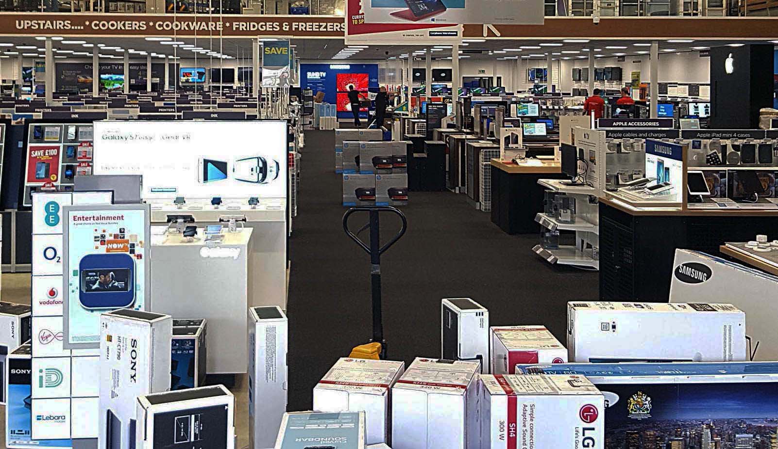 PCWorld currys ground floor has a big selection of Cameras, Laptops, Tablets and Televisions.