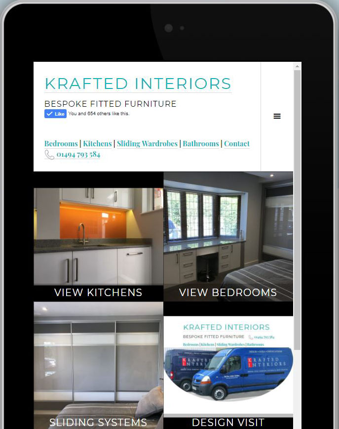 Mobile Web design for Krafted interiors