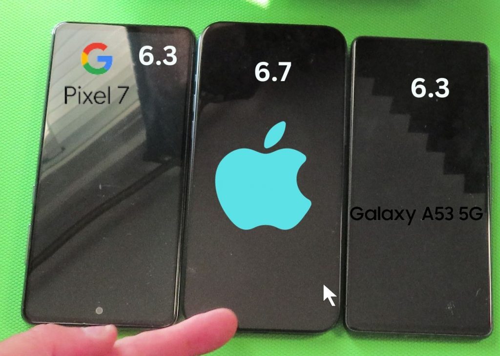 pixel 7 iphone 15 samsung galaxy screens